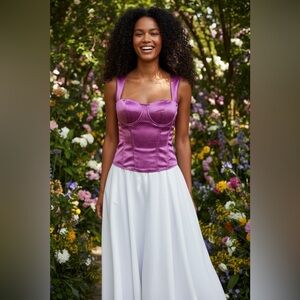 bebe Purple Satin Corset Top